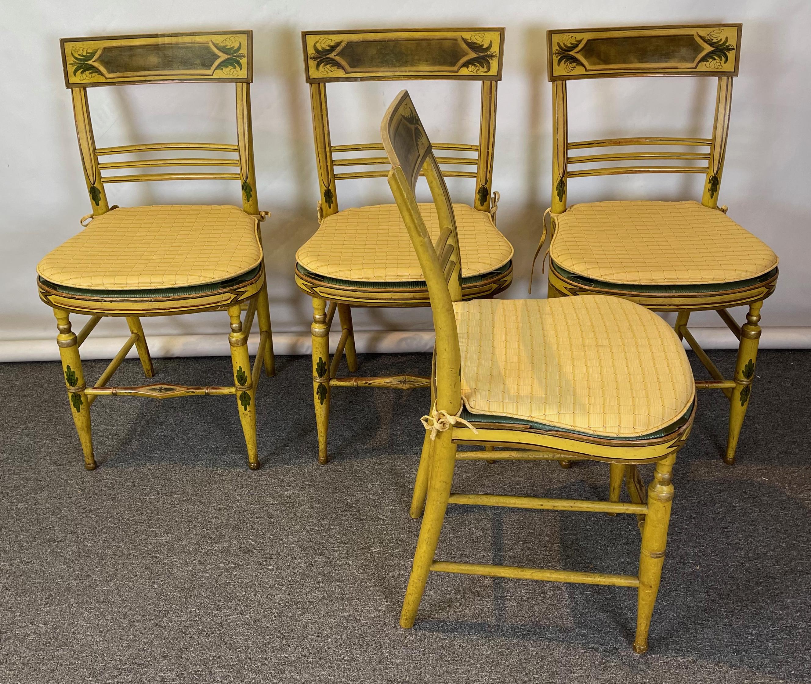 Hand-Crafted Set of Four Early 19th Century American Paint Decorated Fancy Chairs