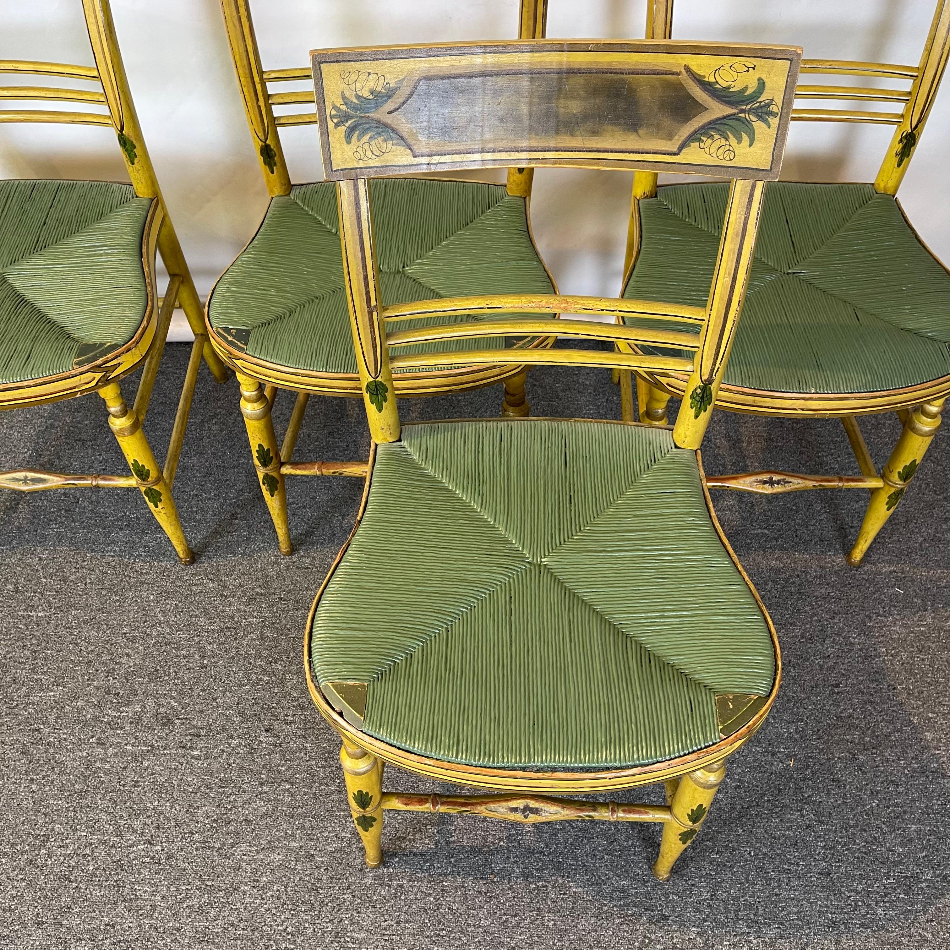 Mid-19th Century Set of Four Early 19th Century American Paint Decorated Fancy Chairs