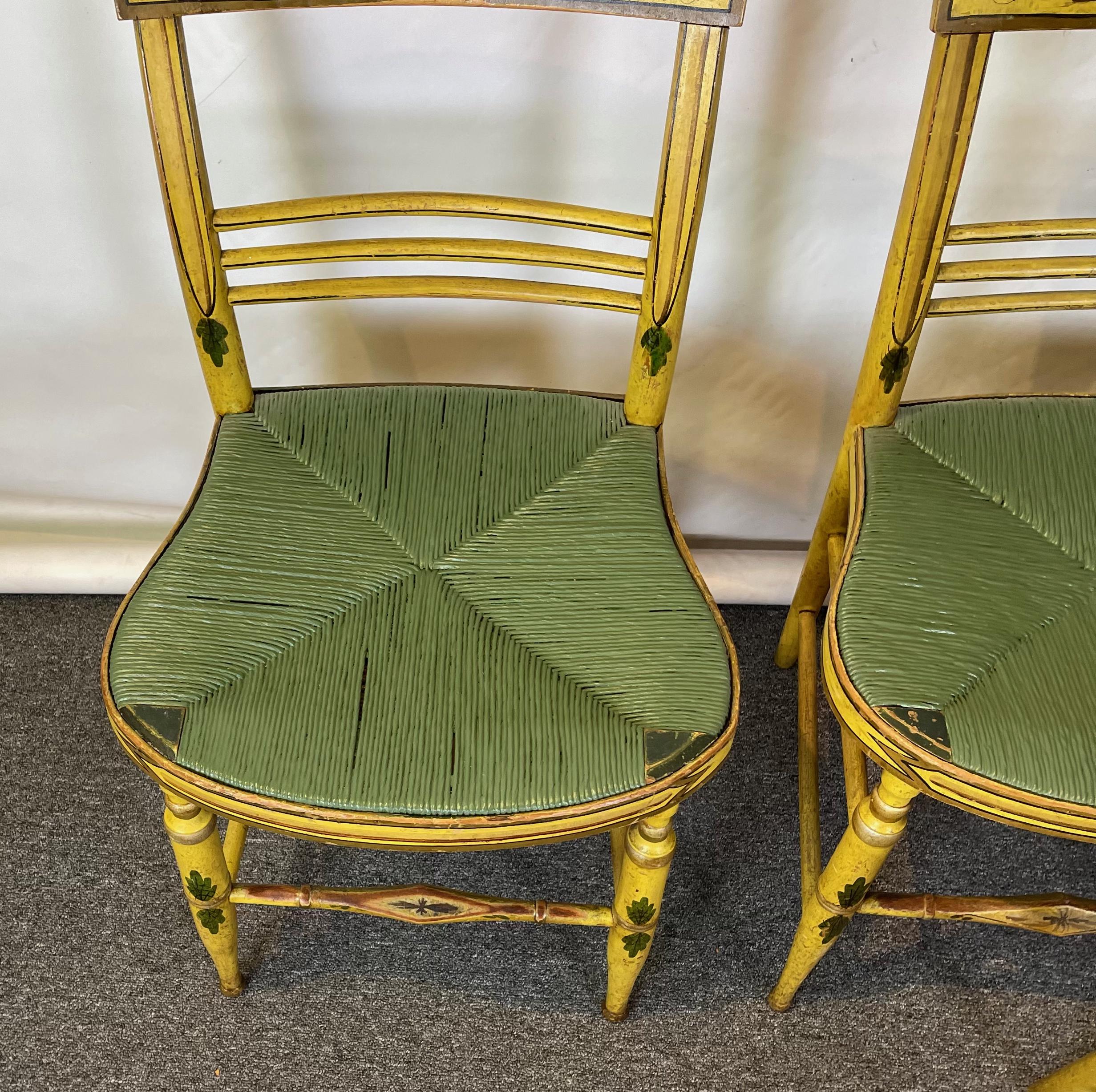 Wood Set of Four Early 19th Century American Paint Decorated Fancy Chairs