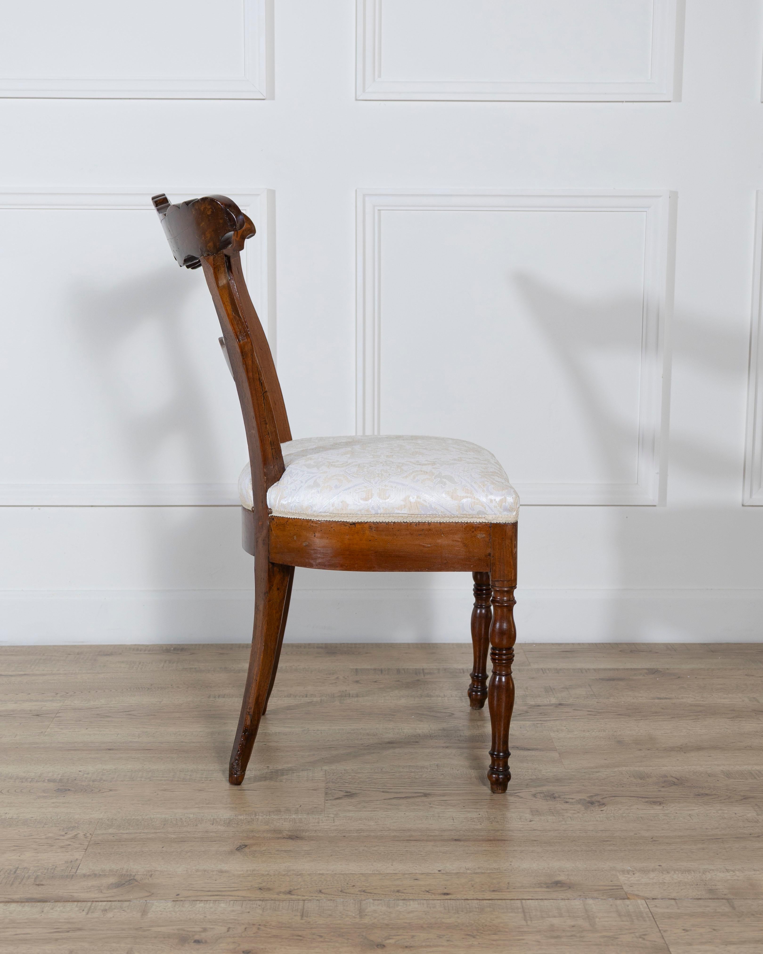Set of Four Early 19th-Century Charles X Inlaid Chairs For Sale 4