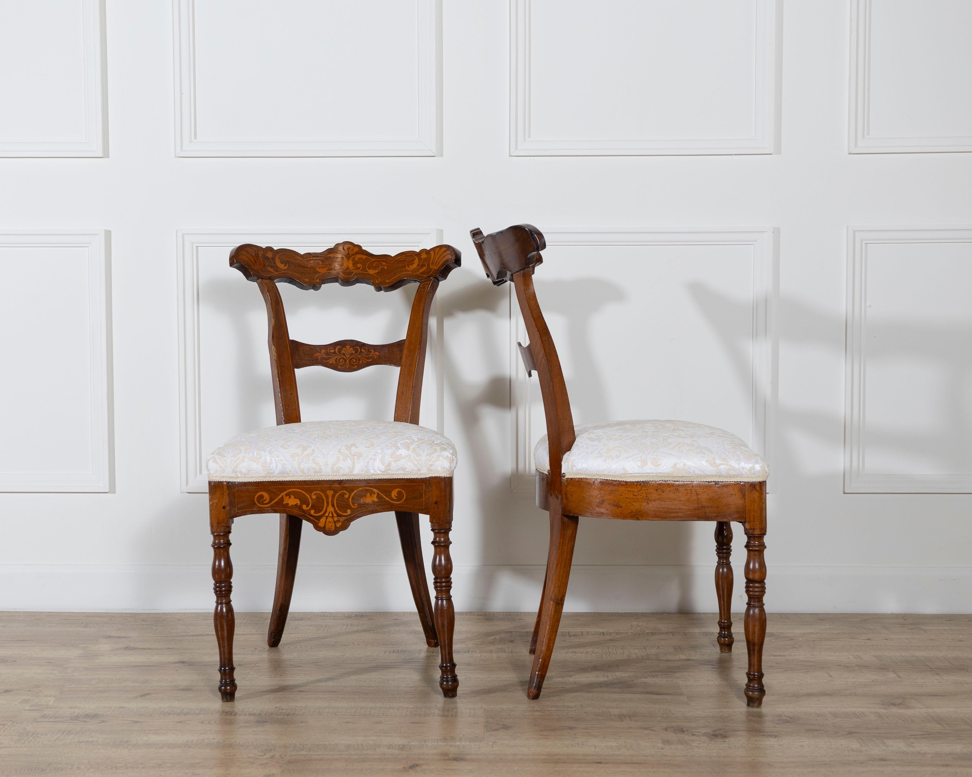 Set of Four Early 19th-Century Charles X Inlaid Chairs In Good Condition For Sale In Atlanta, GA