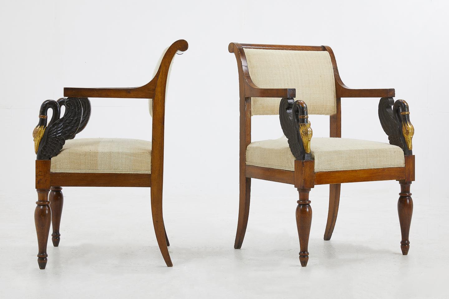 Ebonized Set of Four Early 19th Century Italian Chairs