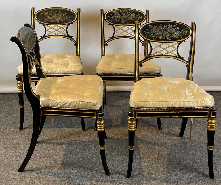 Set of Four Early 19th Century Regency Dining Chairs For Sale 1