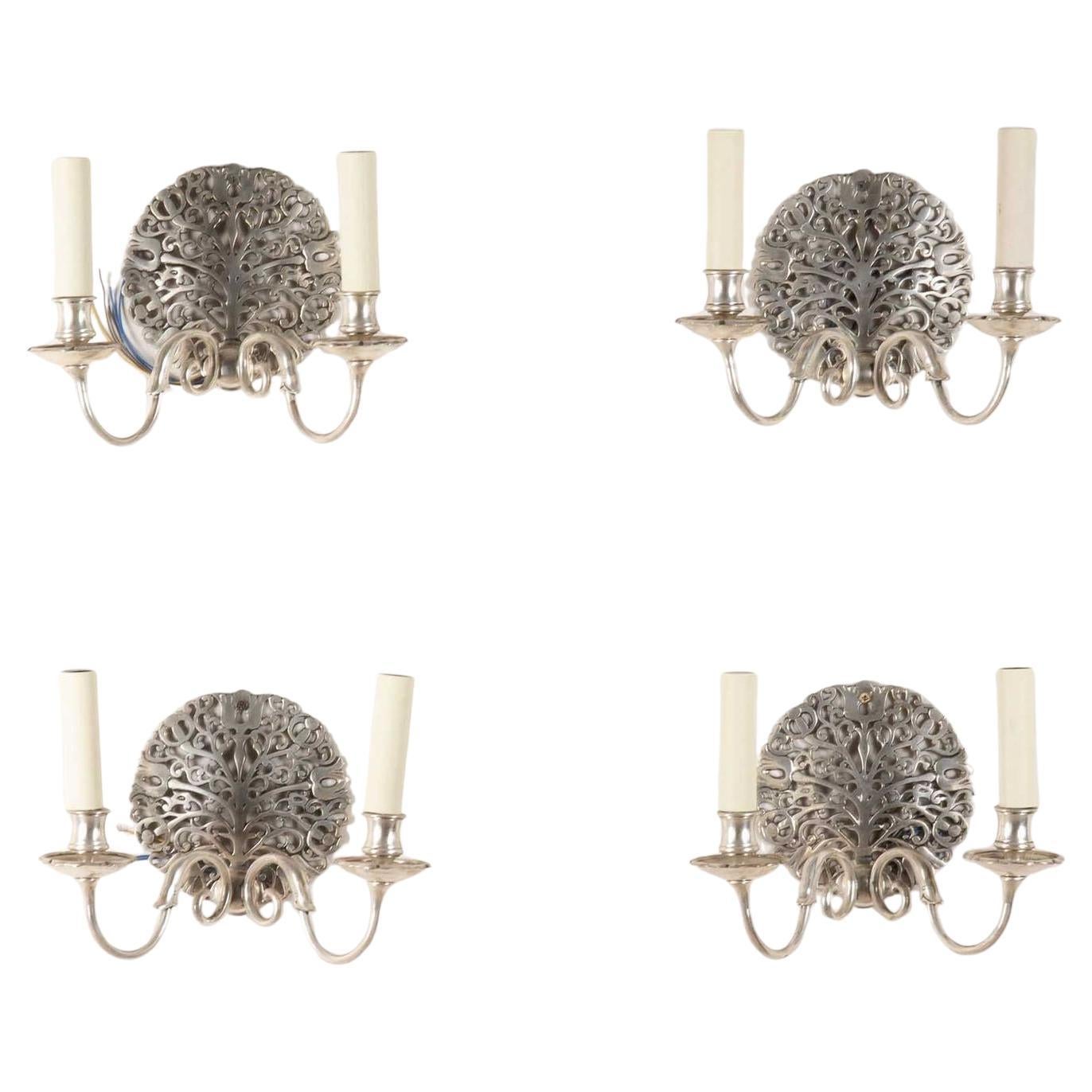 Set of Four Early 20th Century Arts & Crafts Wall Sconces For Sale
