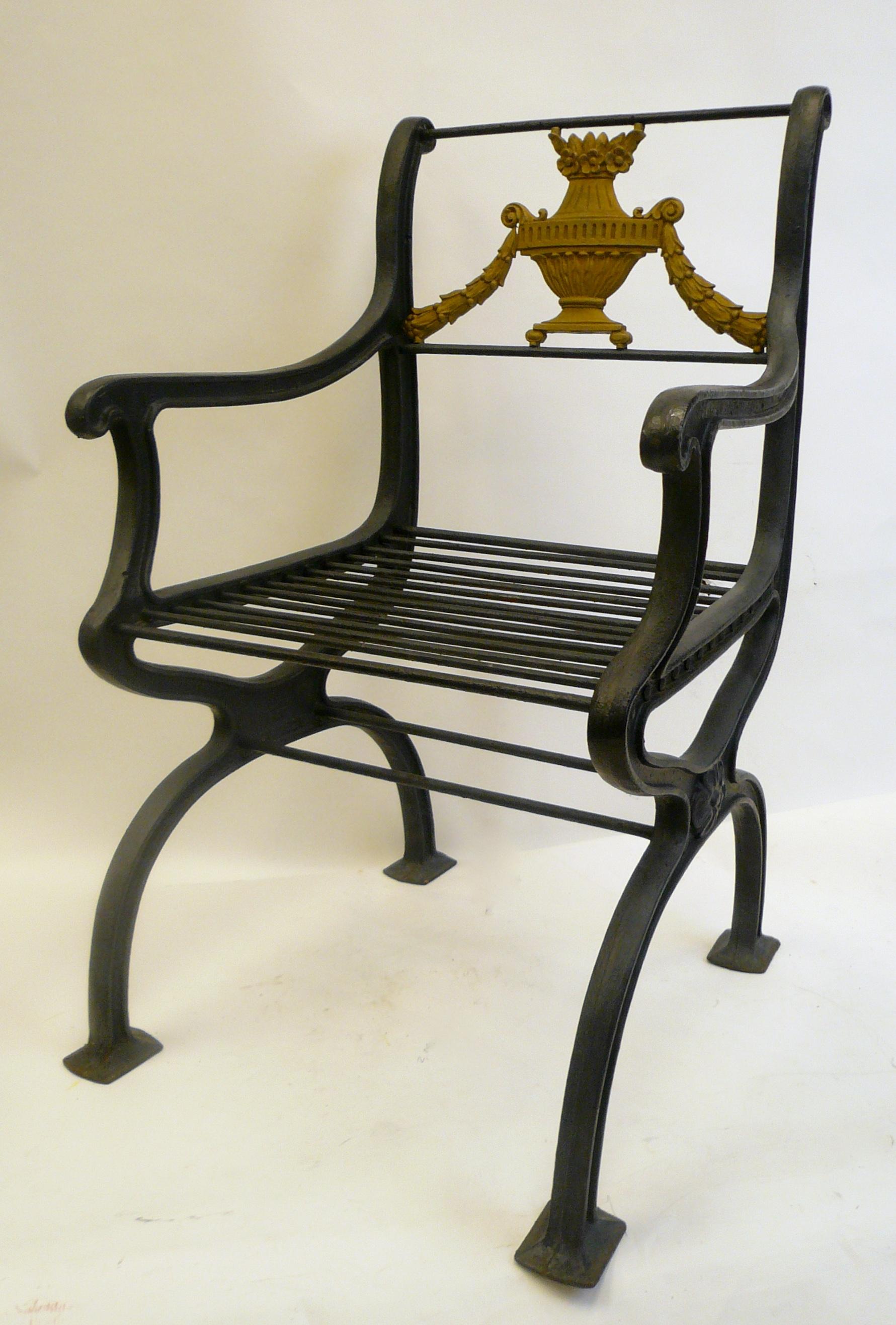 Set of Four Early 20th Century Cast Iron Garden Chairs by W. A. Snow, Boston In Good Condition In Pittsburgh, PA