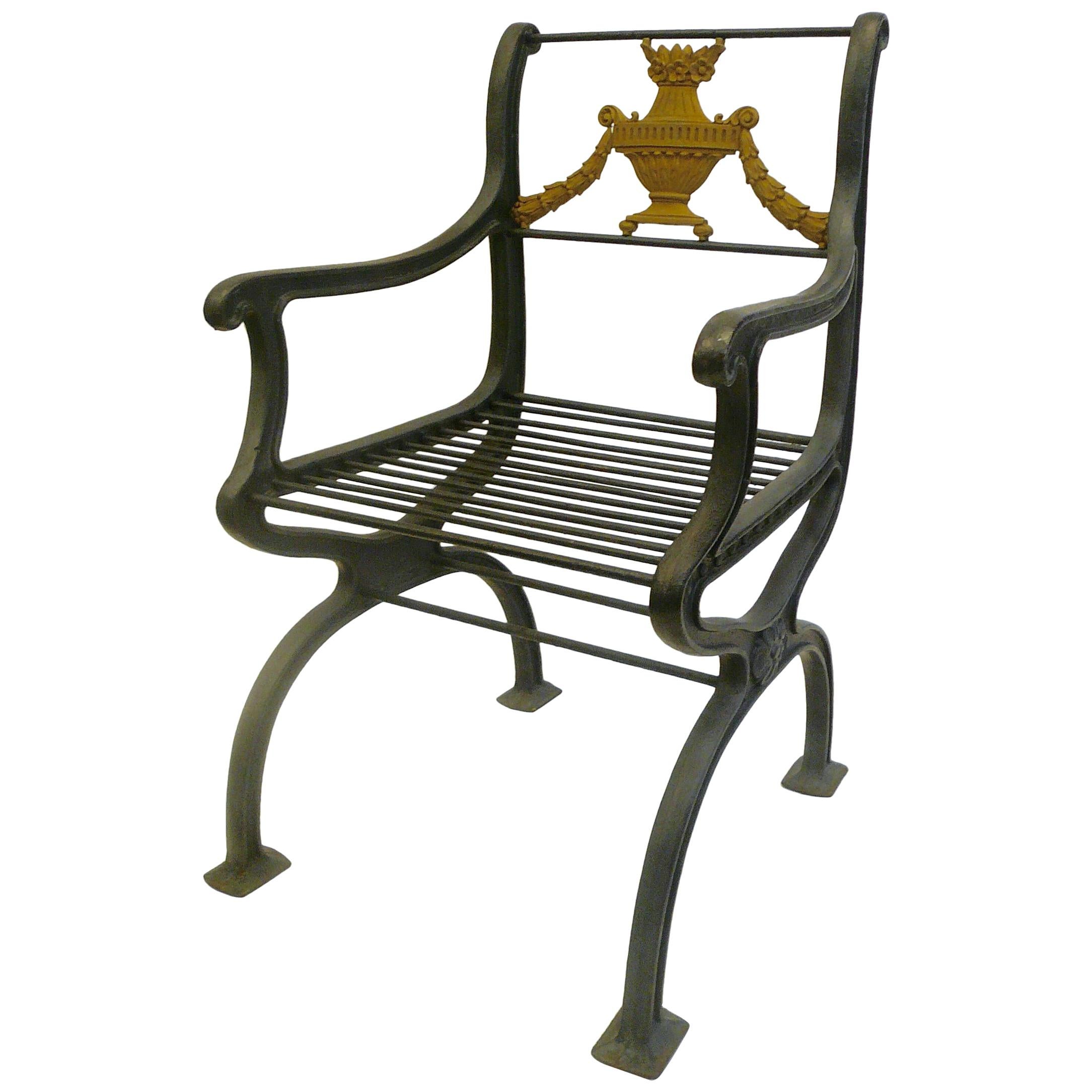 Set of Four Early 20th Century Cast Iron Garden Chairs by W. A. Snow, Boston