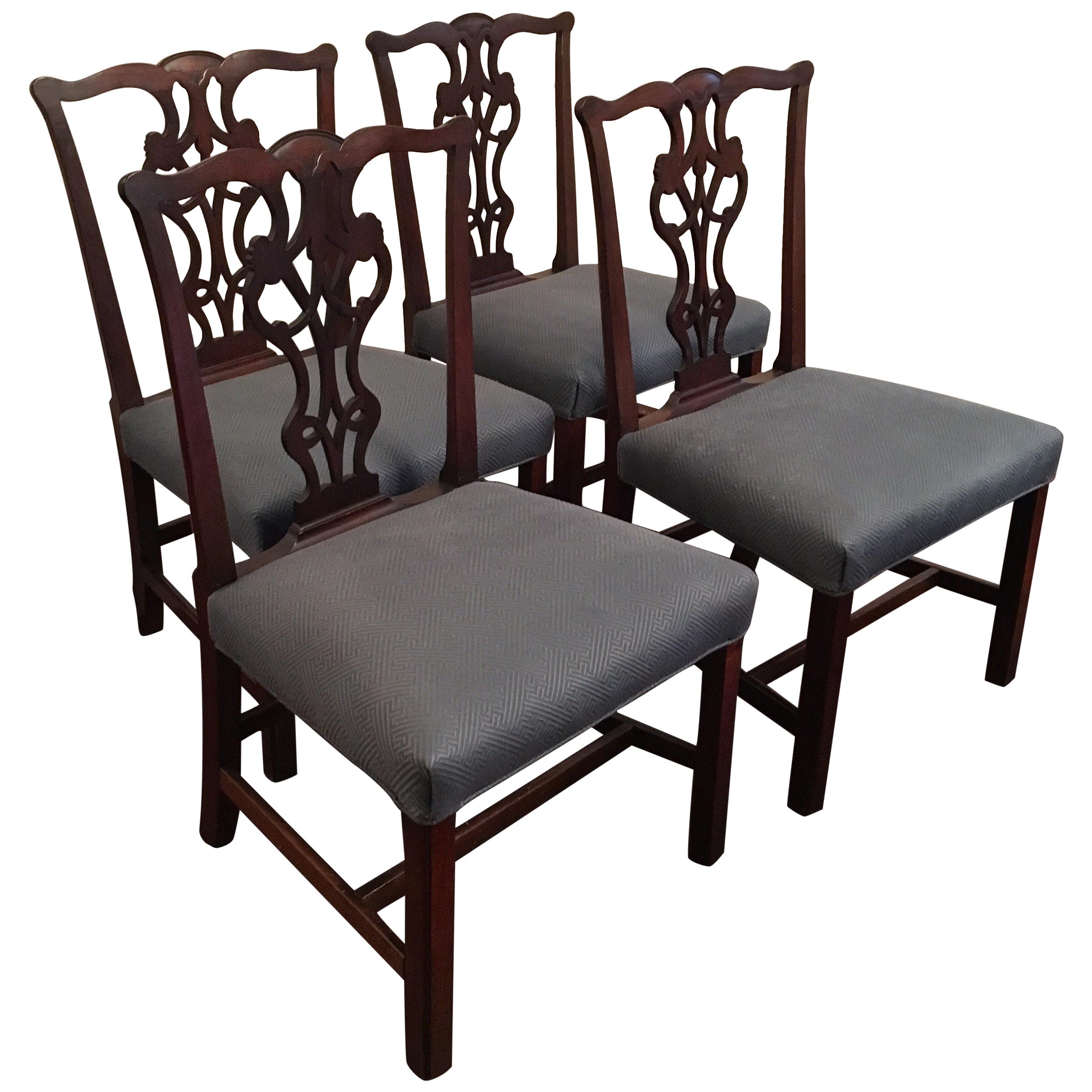 Set of Four Early 20th Century Chippendale Style Side Chairs