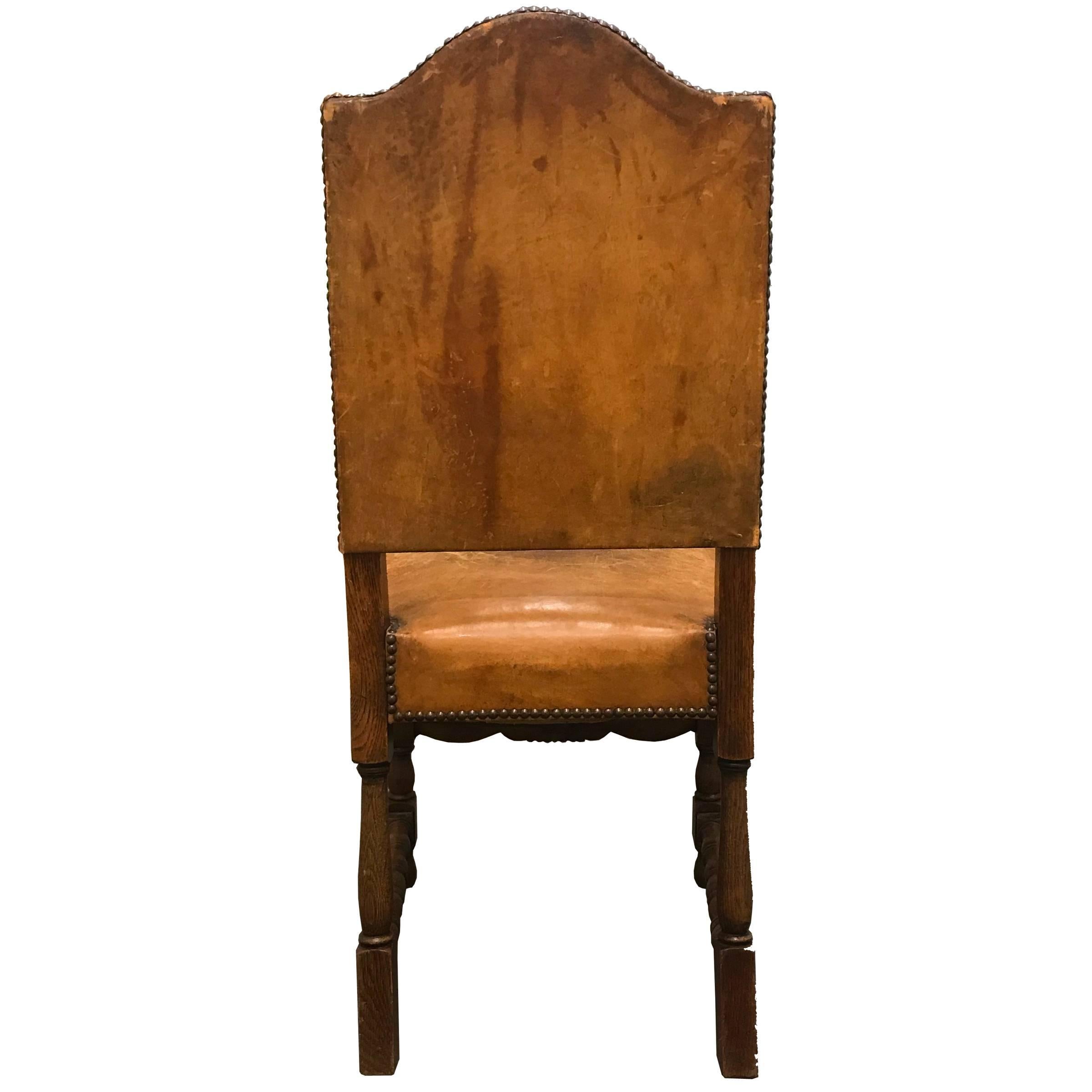 Leather Set of Four Early 20th Century Danish Dining Chairs