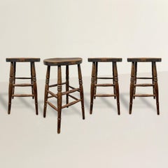 Set of Four Early 20th Century English Pub Stools
