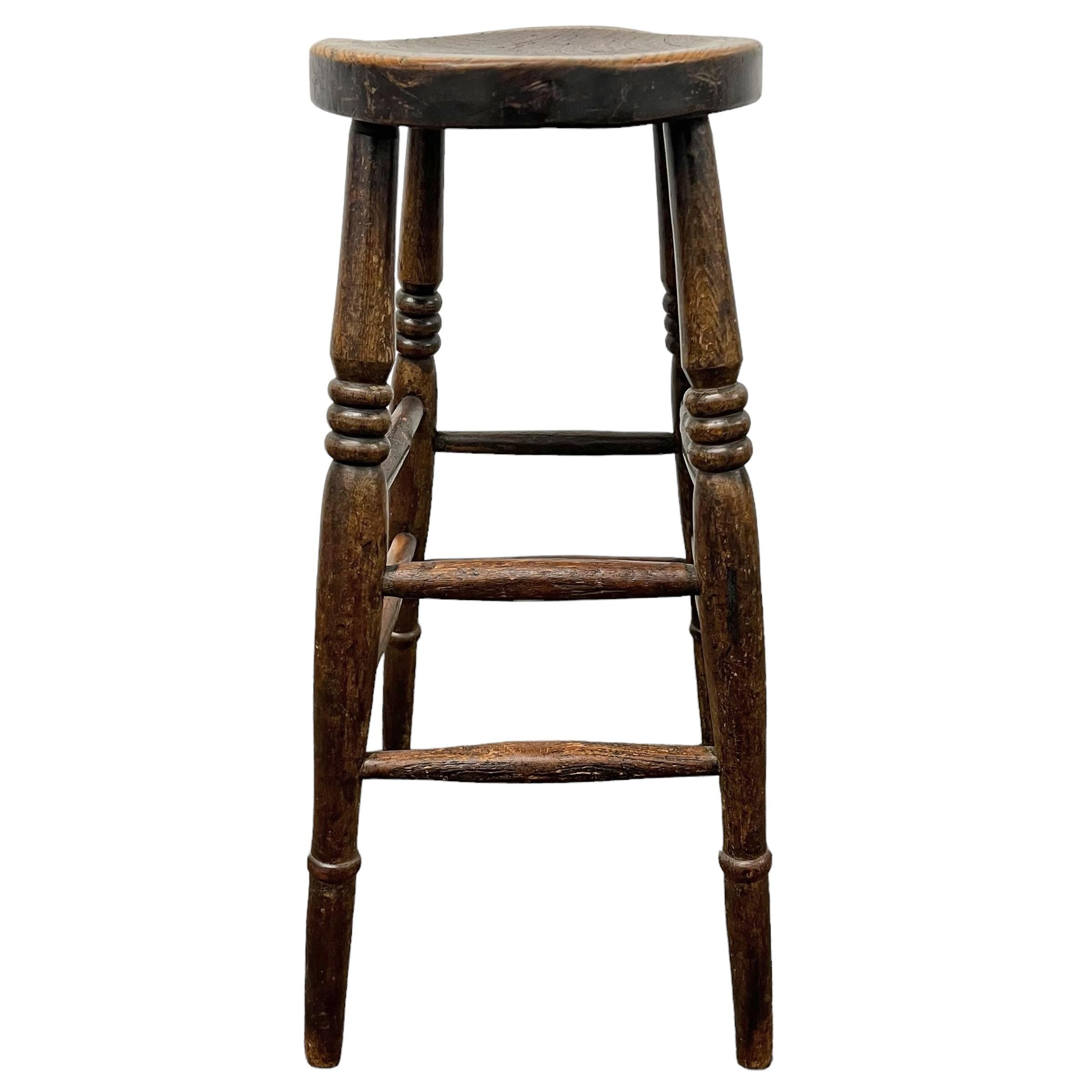 Hand-Crafted Set of Four Early 20th Century English Pub Stools For Sale