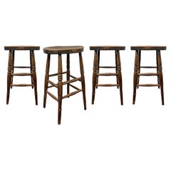 Used Set of Four Early 20th Century English Pub Stools