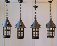 Set of Four Early 20th-Century French Iron Lanterns