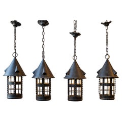 Set of Four Early 20th-Century French Iron Lanterns
