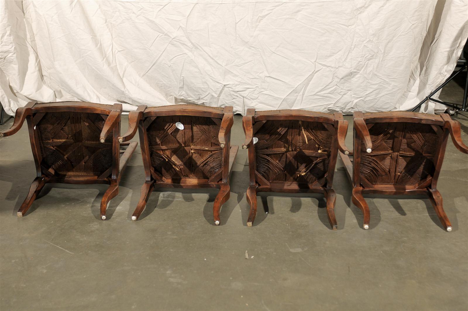 Set of Four Early 20th Century French Provincial Ladder Back Rush Seat Chairs 6