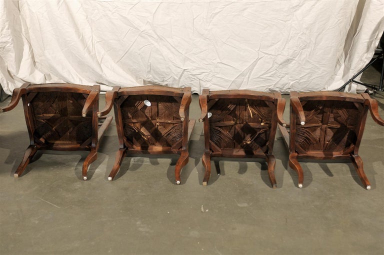Set of Four Early 20th Century French Provincial Ladder Back Rush Seat ...