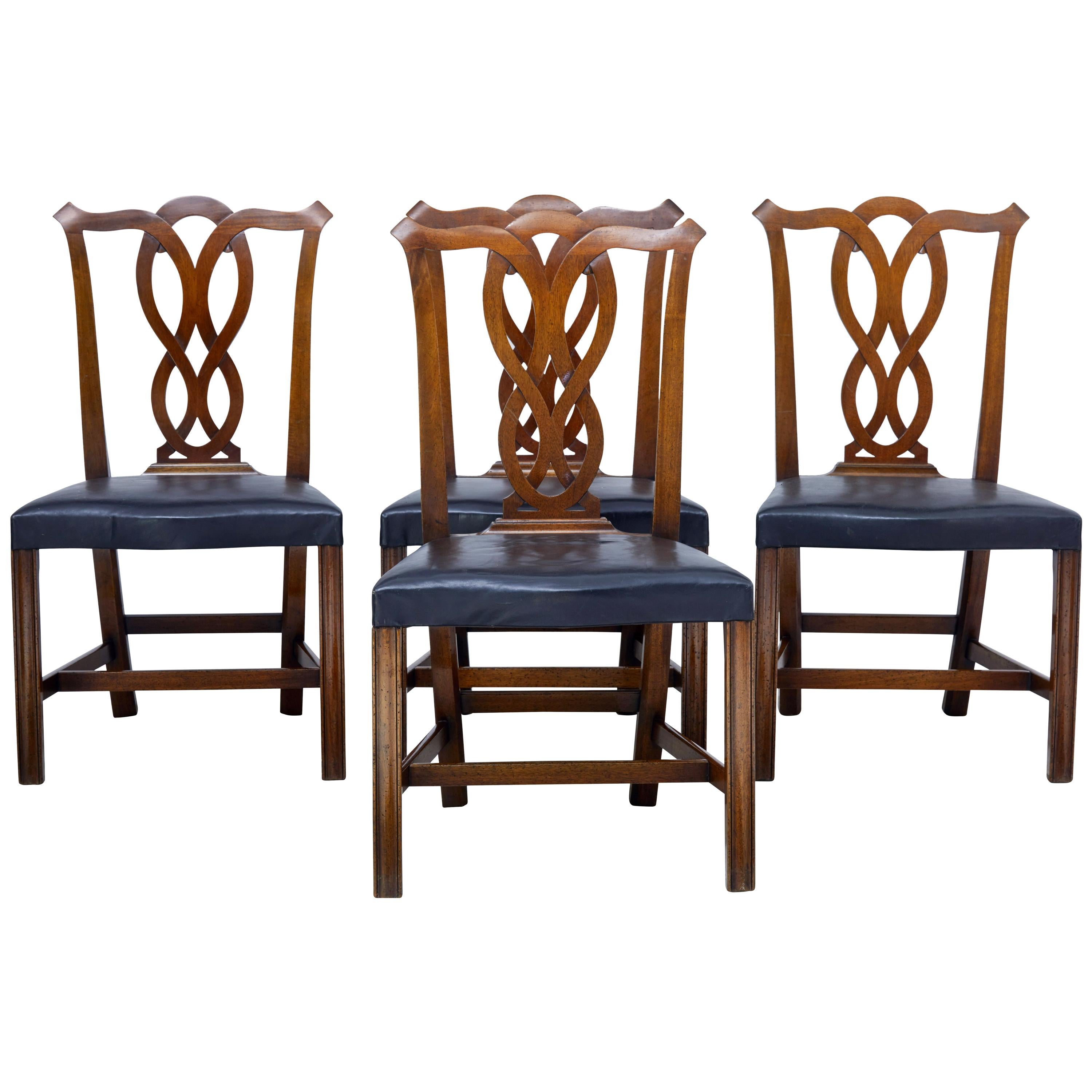 Set of Four Early 20th Century Fruitwood Dining Chairs by Nordiska Kompaniet