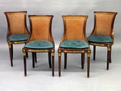 Set of Four Early 20th Century Gilt Bronze Mounted Salon Chairs