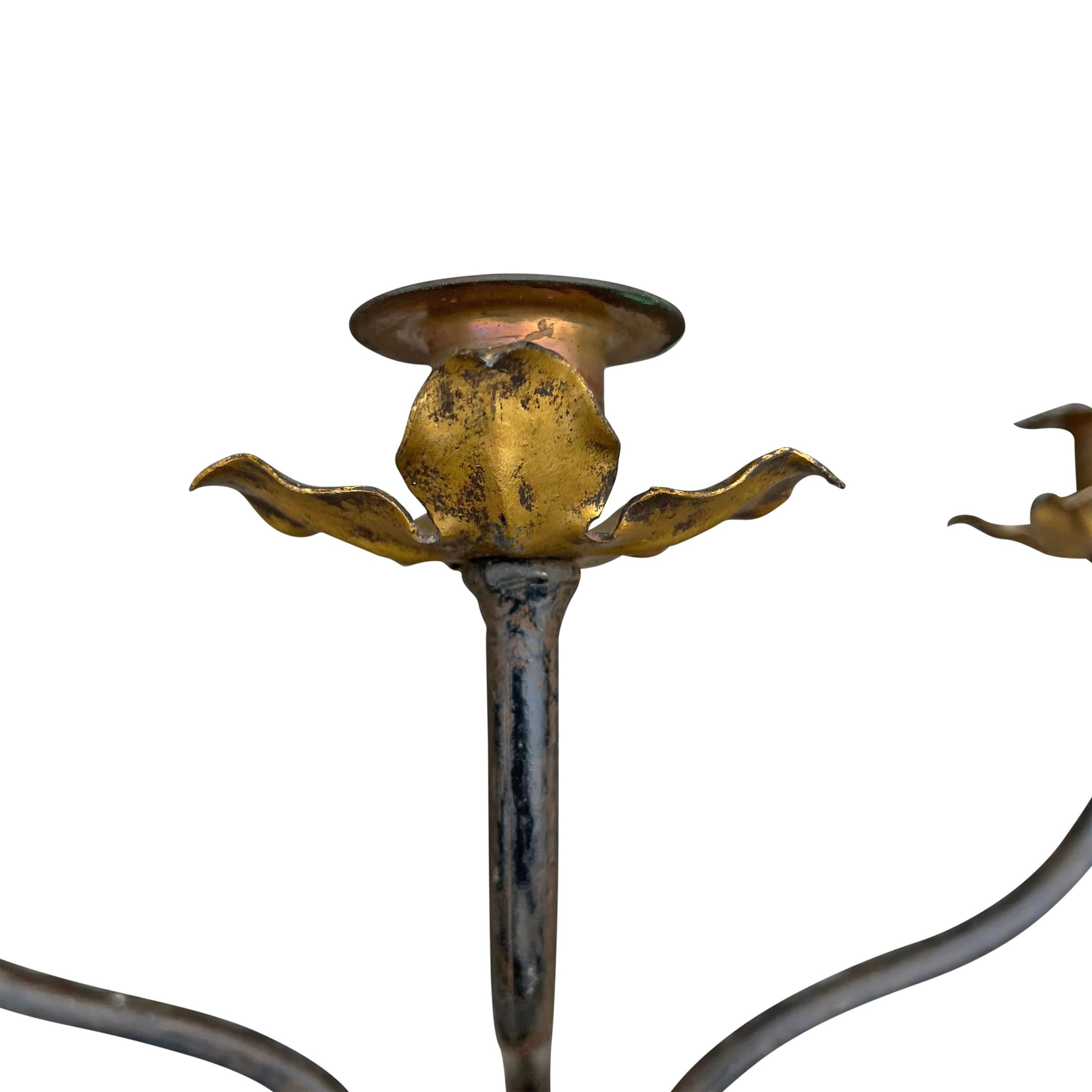 Set of Four Early 20th Century Italian Gilt Iron Candle Sconces For Sale 6