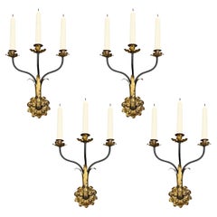 Set of Four Early 20th Century Italian Gilt Iron Candle Sconces