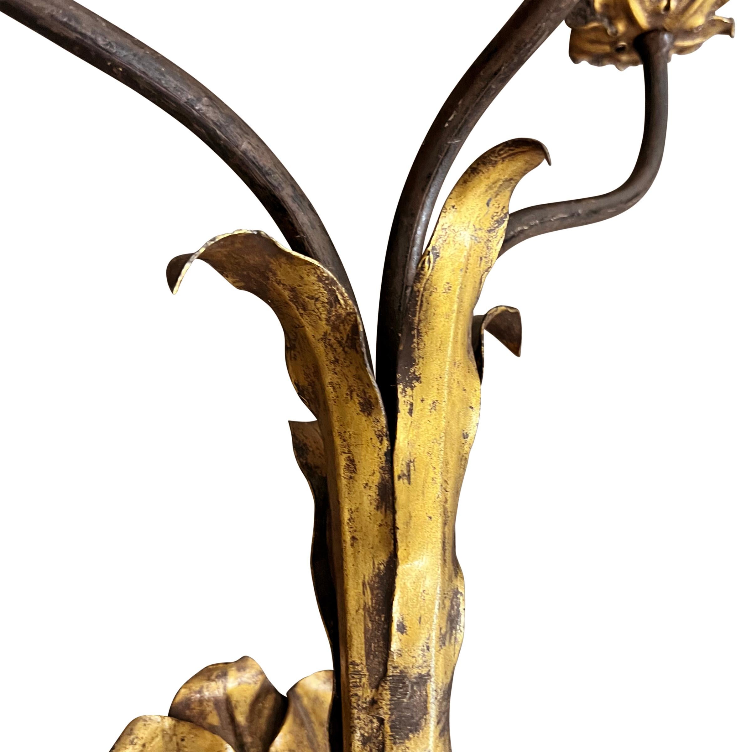 Set of Four Early 20th Century Italian Gilt Tole Sconces For Sale 3