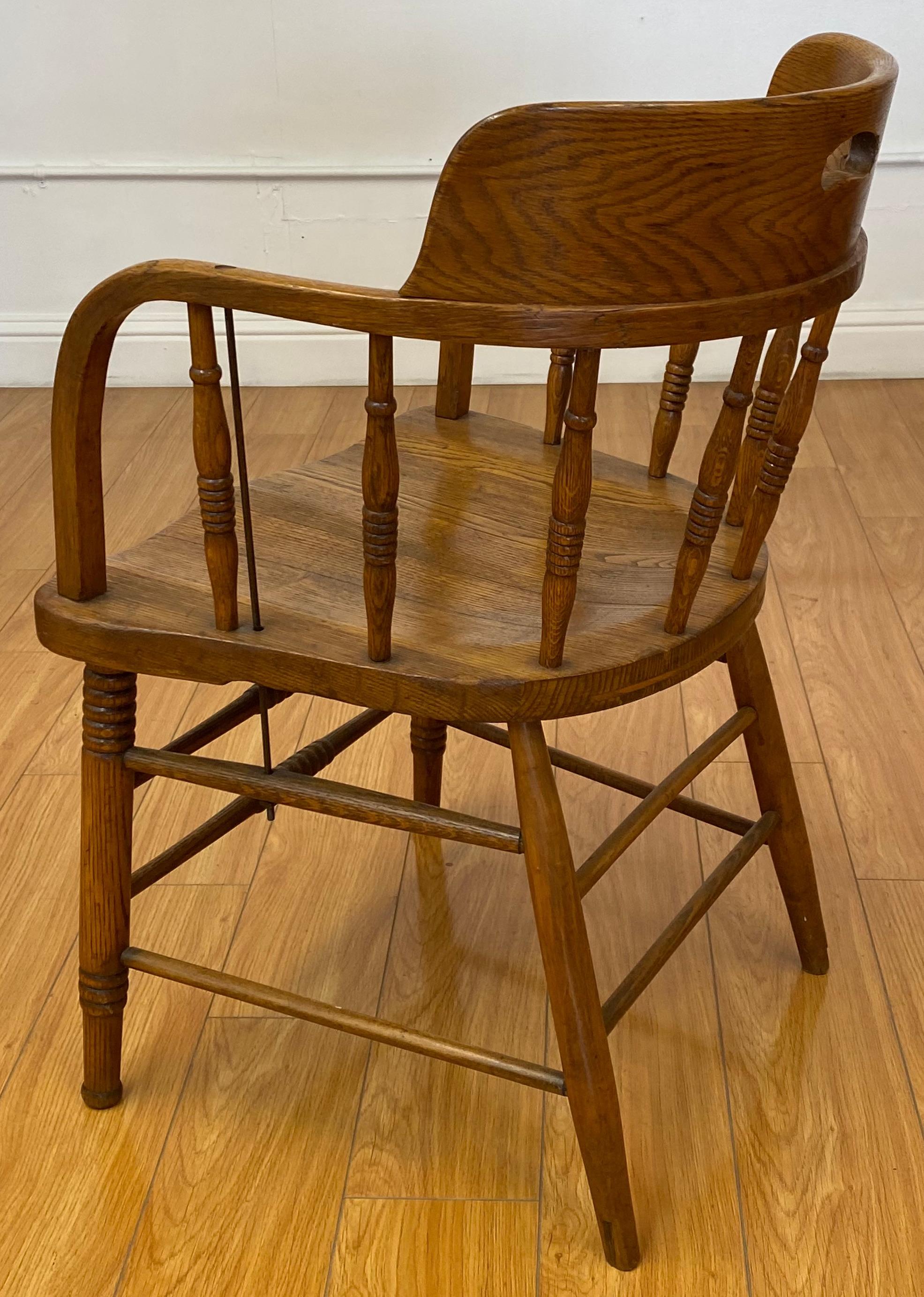 Set of Four Early 20th Century Mismatched Barrel Back Oak Pub Chairs 1