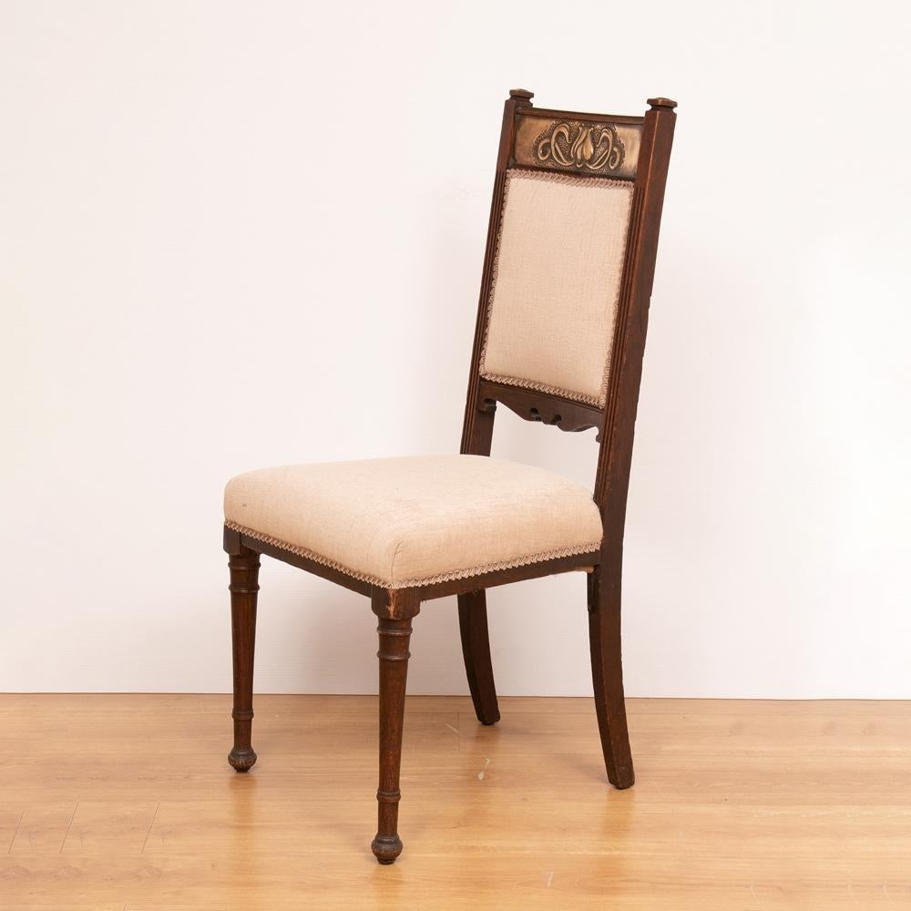 European Set of Four Early 20th Century Oak Arts & Crafts Dining Chairs For Sale
