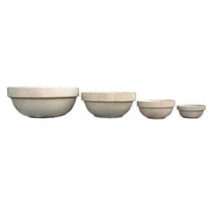 Antique Set of Four Early 20th Century Stoneware Mixing Bowls