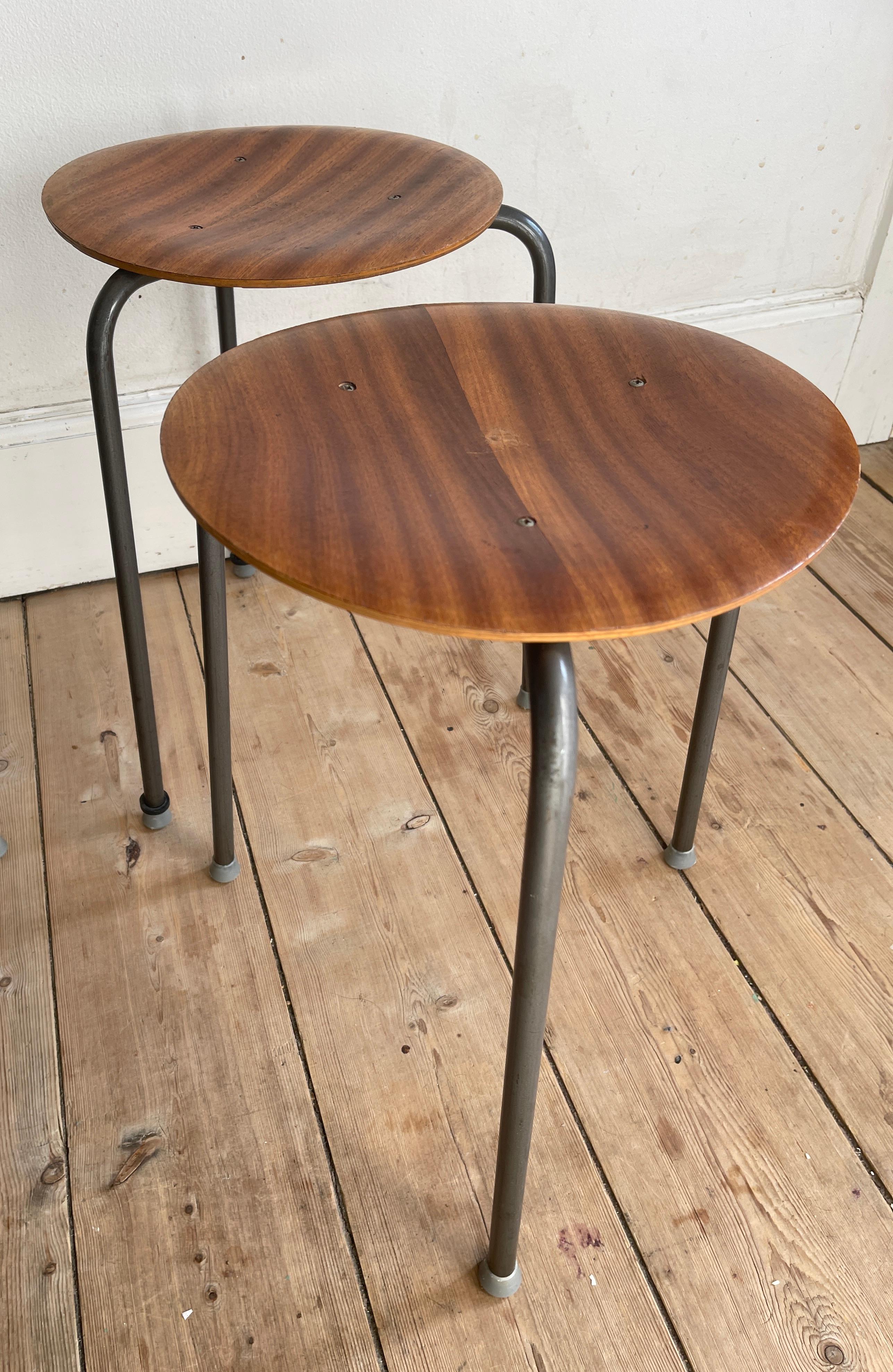  Set of Four Early Arne Jacobsen Teak Dot Stools  In Good Condition For Sale In New York, NY