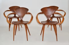Set of Four Early Pretzel Chairs by Norman Cherner 'Bernardo' for Plycraft, USA