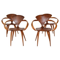 Set of Four Early Pretzel Chairs by Norman Cherner 'Bernardo' for Plycraft, USA