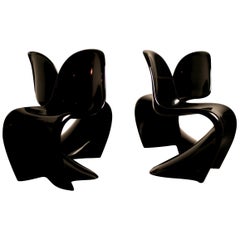 Set of Four Early Black Panton Chairs