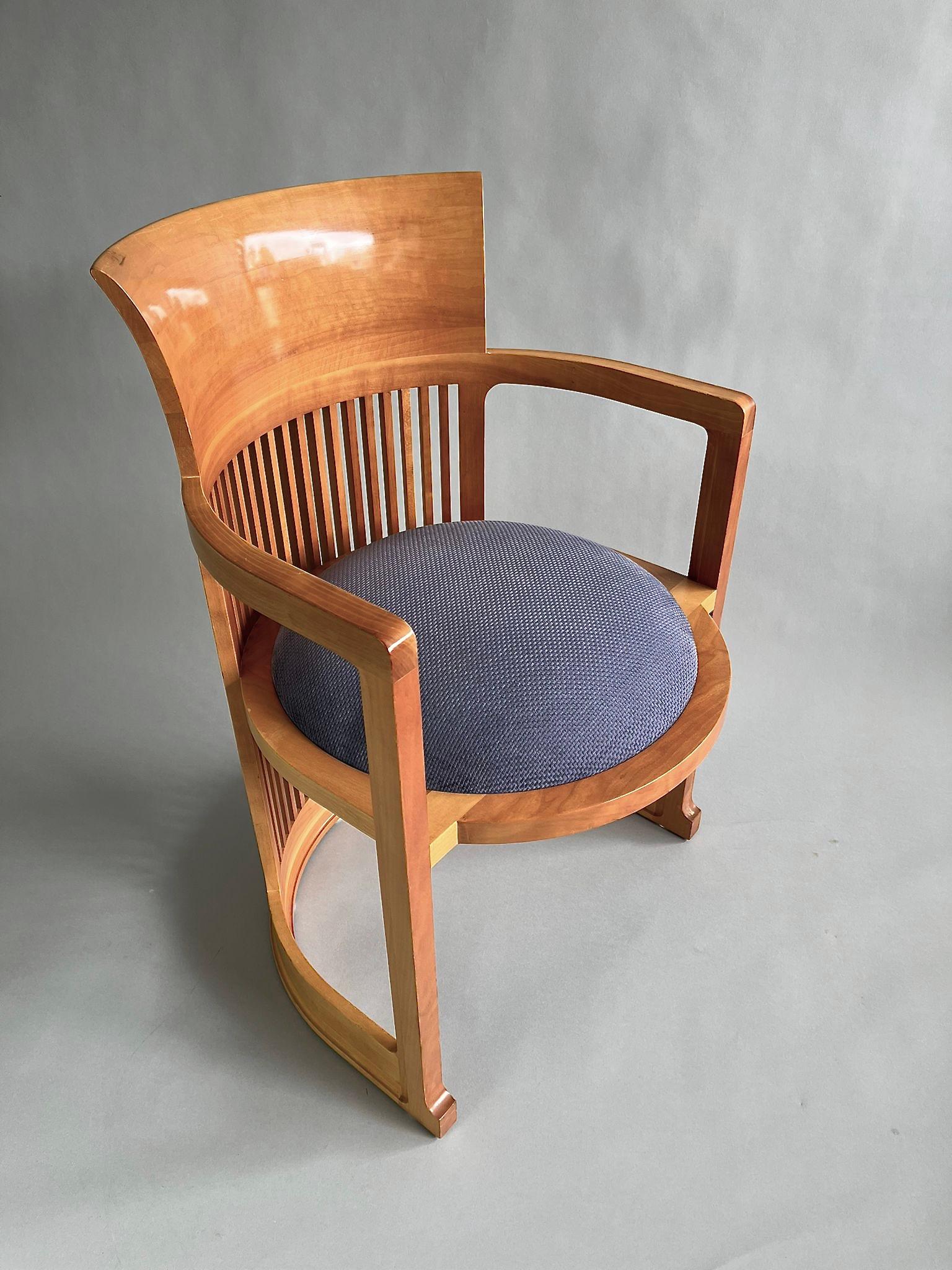 Fabric Set of Four Early Edition Frank Lloyd Wright Barrel Chairs By Cassina Italy For Sale