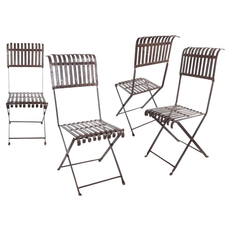 Set of Four Early Handmade Iron Chairs For Sale at 1stDibs