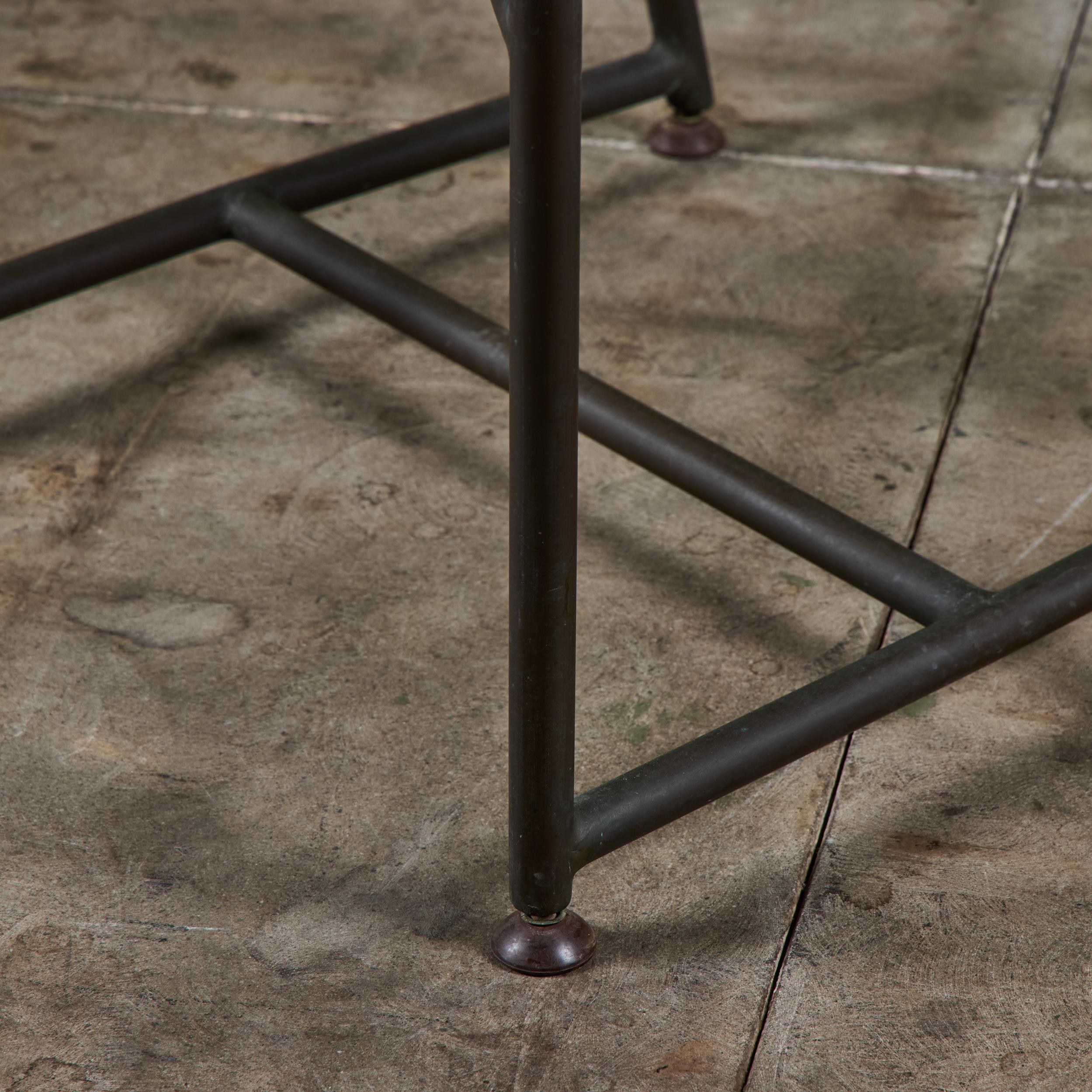 Set of Four Early Walter Lamb Bronze & Canvas Dining Chairs For Sale 12