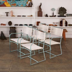 Set of Four Early Walter Lamb Bronze Patio Dining Armchairs