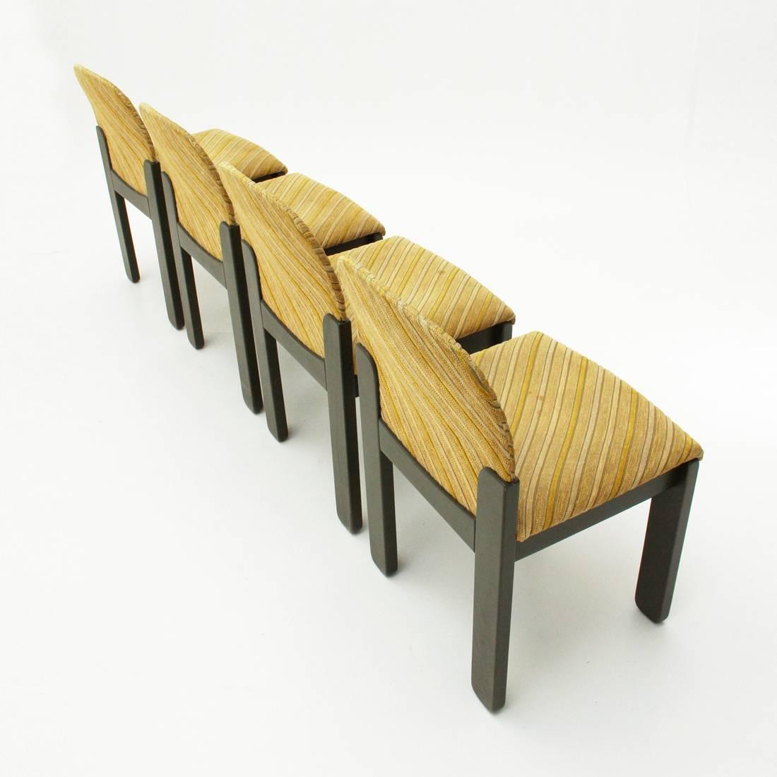 Wood Set of Four Easy Dining chairs by Ernesto Radaelli for Saporiti, 1980s