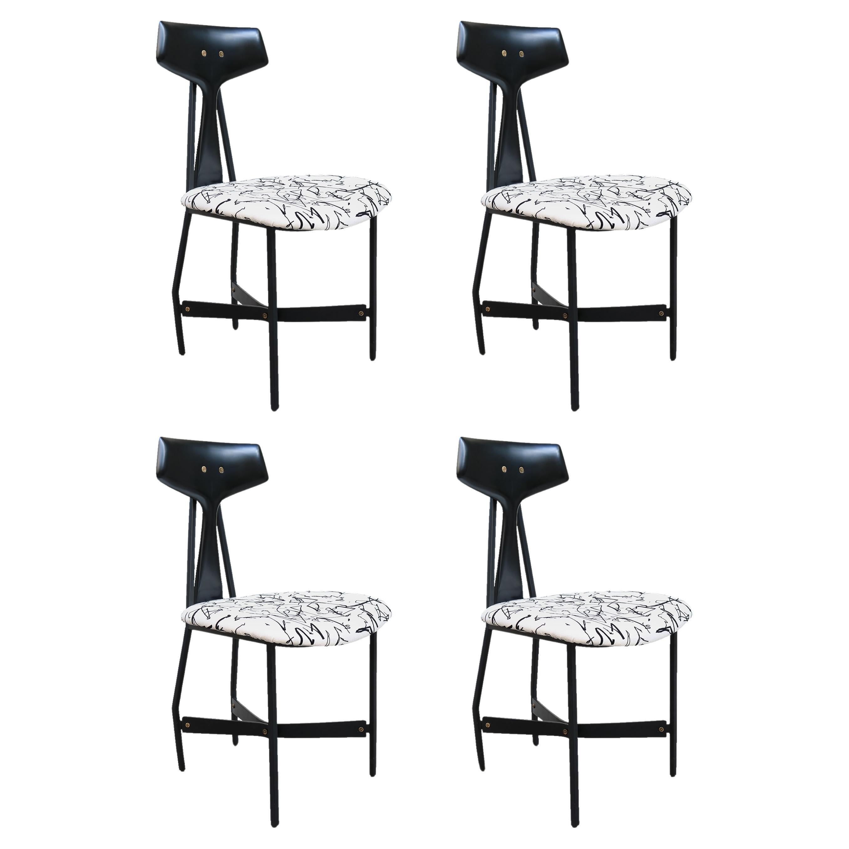 Set of Four Ebonized Modenist Side Chairs For Sale
