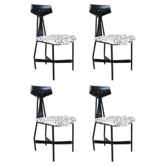 Set of Four Ebonized Modenist Side Chairs