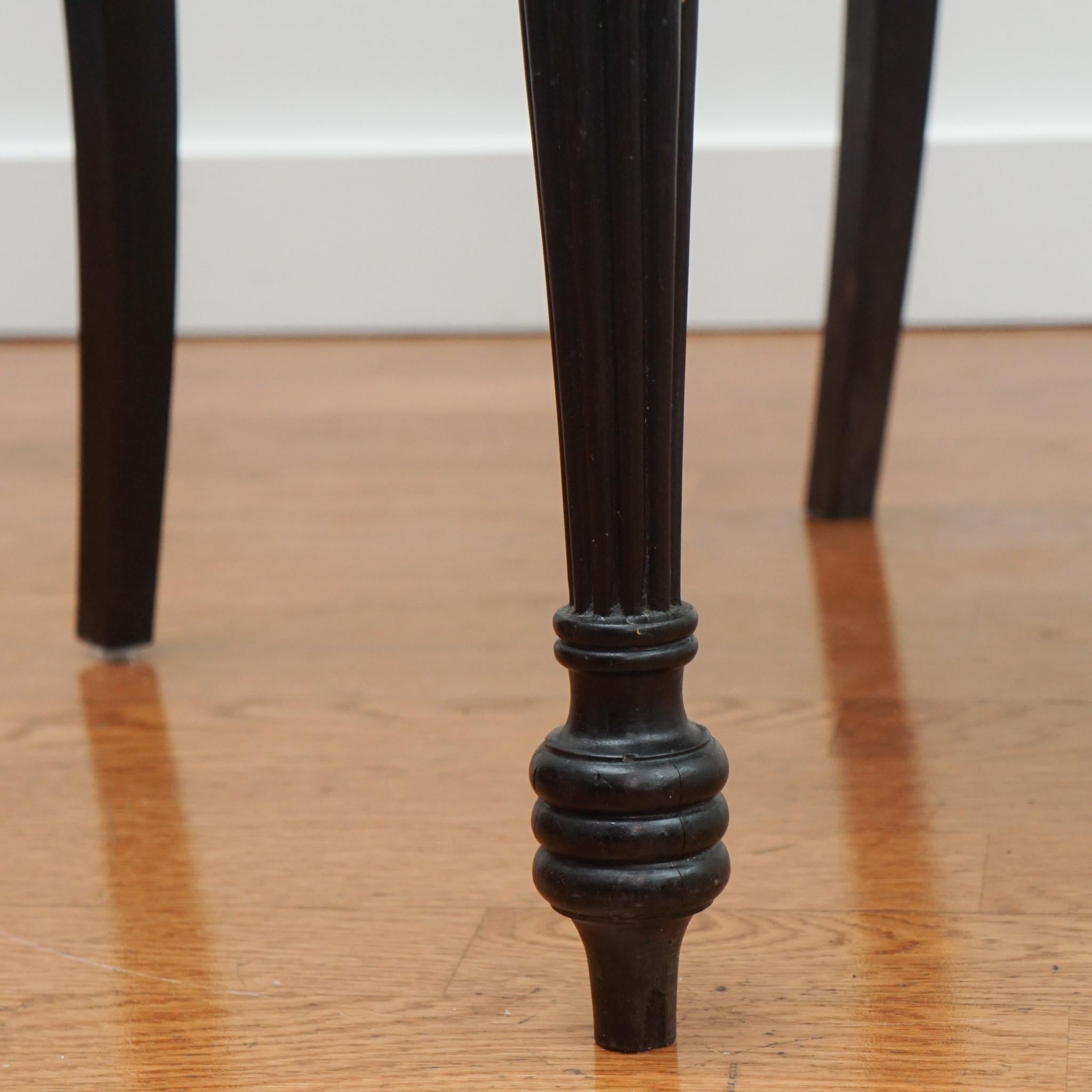 Set of Four Ebony Carved Cane Seat Dining Armchairs For Sale 6