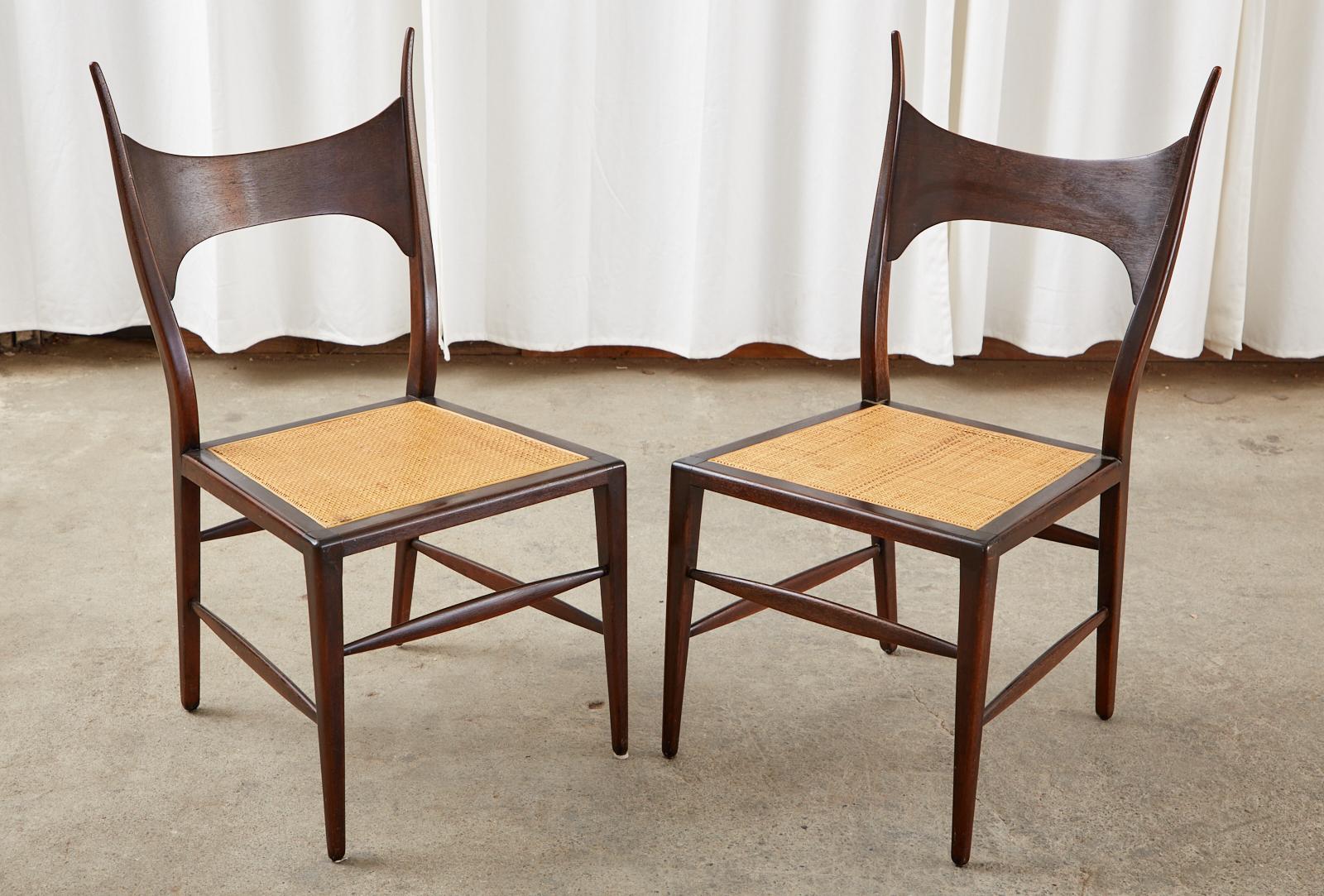 Set of Four Edward Wormley for Dunbar Horned Dining Chairs For Sale 11