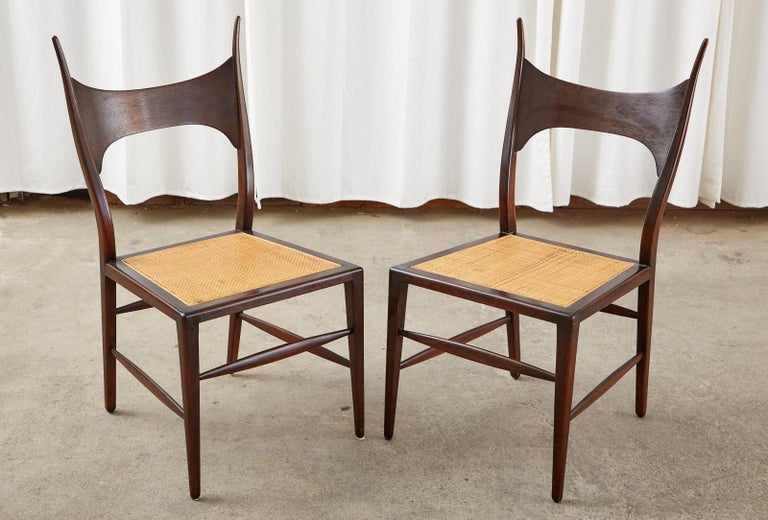 Set of Four Edward Wormley for Dunbar Horned Dining Chairs For Sale 11