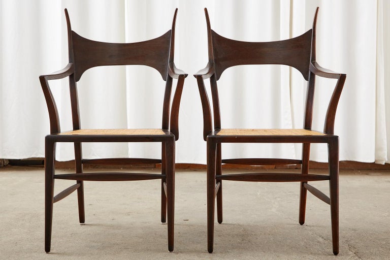 Set of Four Edward Wormley for Dunbar Horned Dining Chairs For Sale 12
