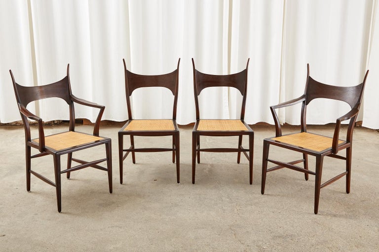 Hand-Crafted Set of Four Edward Wormley for Dunbar Horned Dining Chairs For Sale