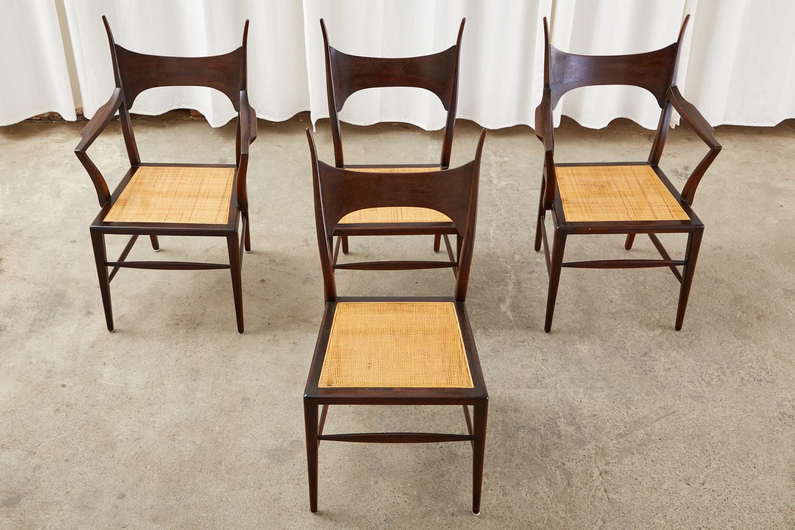 Set of Four Edward Wormley for Dunbar Horned Dining Chairs In Good Condition For Sale In Rio Vista, CA