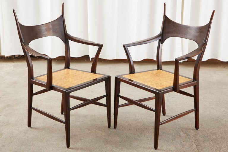 Set of Four Edward Wormley for Dunbar Horned Dining Chairs For Sale 1