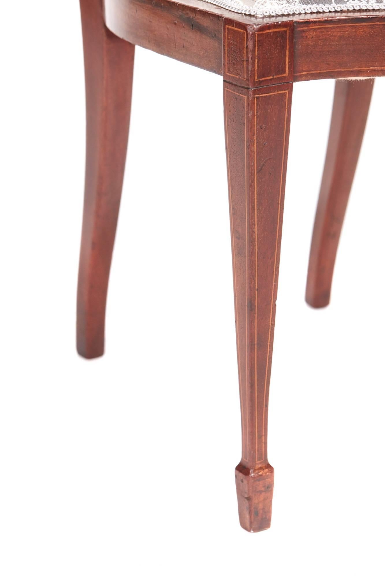 Set of Four Edwardian Mahogany and Rosewood Inlaid Dining Chairs For Sale 1