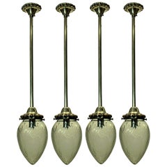 Antique Set of Four Edwardian Pendant Lights
