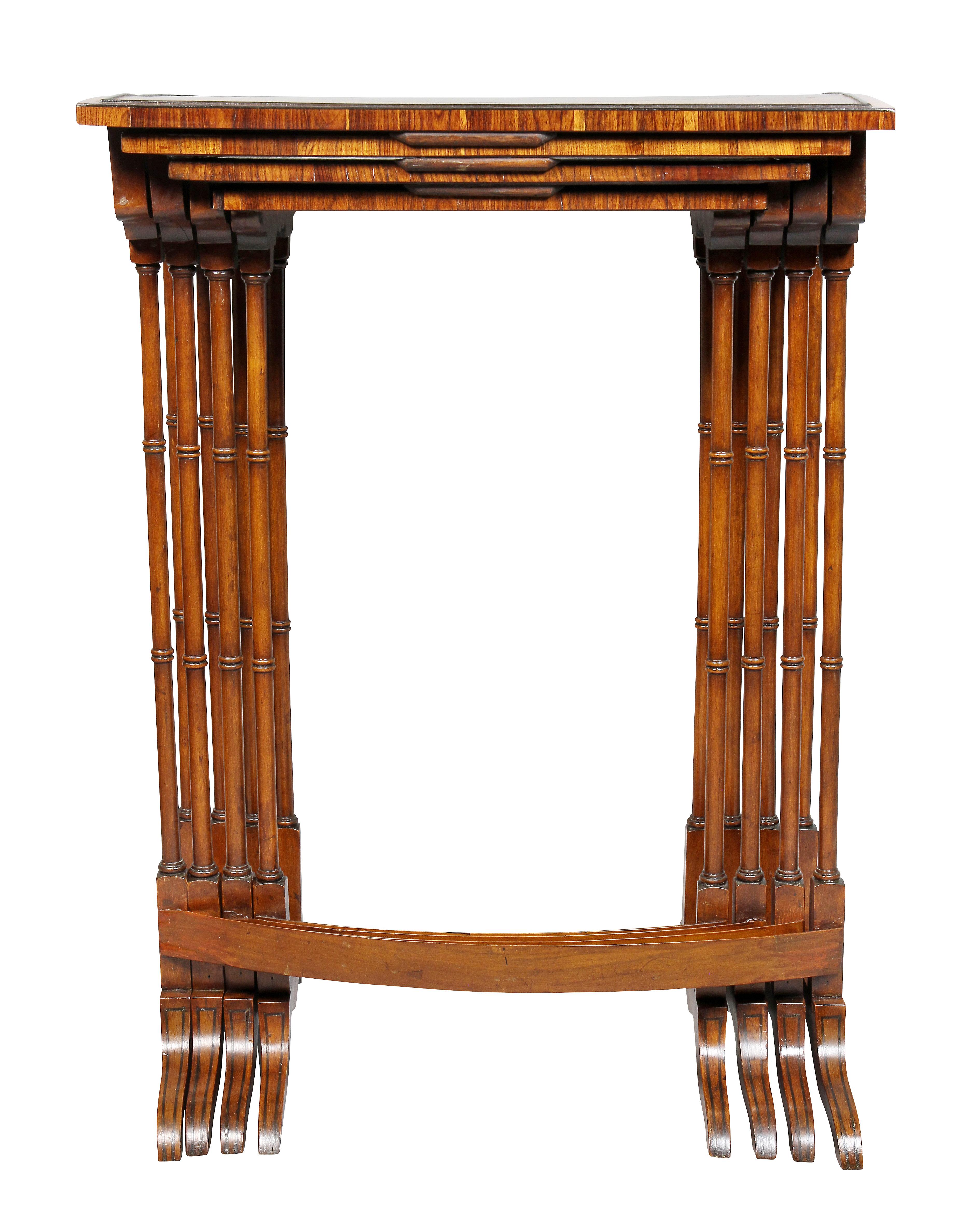 Set of Four Edwardian Satinwood and Amboyna Quartetto Tables For Sale 4