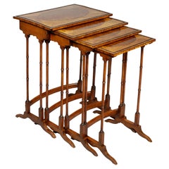 Juego de Mesas Cuarteto Eduardianas de Madera Satinada y Amboyna