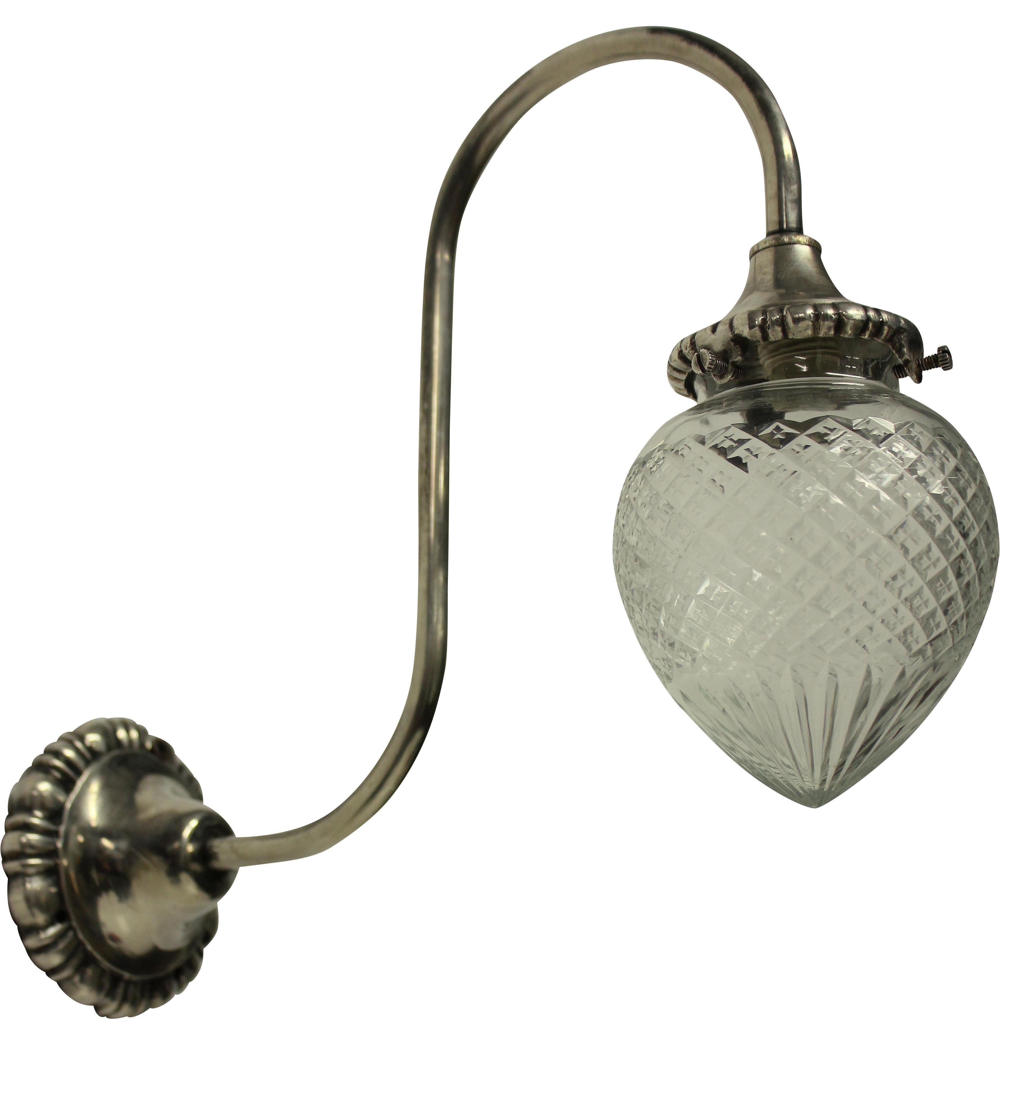 Silvered Set of Four Edwardian Swan Neck Wall Lights